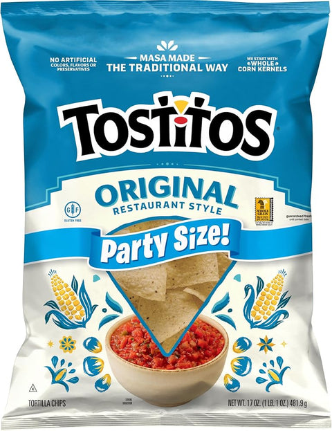 Tostitos Tortilla Chips, Original Restaurant Style, Party Size, 17oz Bag