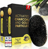 Charcoal African Black Soap 2Bar Black and Gold Bar Soap Handmade Body Facial Vitamin E So - Image 1