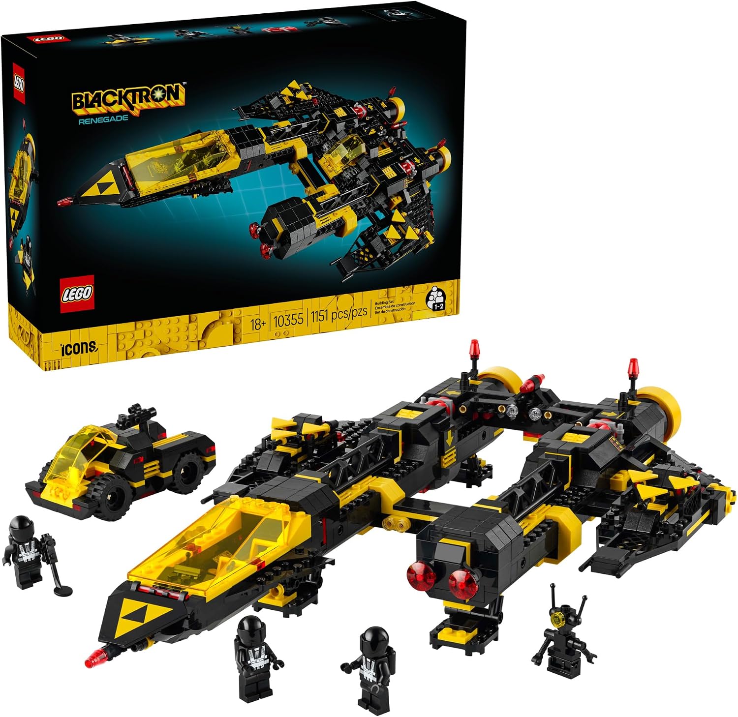 LEGO Icons Blacktron Renegade - DIY Kit for Adults 18+ - Building Blocks for Men and Women - Collectible Set for Adult Fans - Creative Gift Idea for Birthdays - 10355