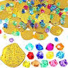 Hanaive 150 Pcs Plastic Pirate Gold Coins Fake Gems Set,Novel Style,Gold