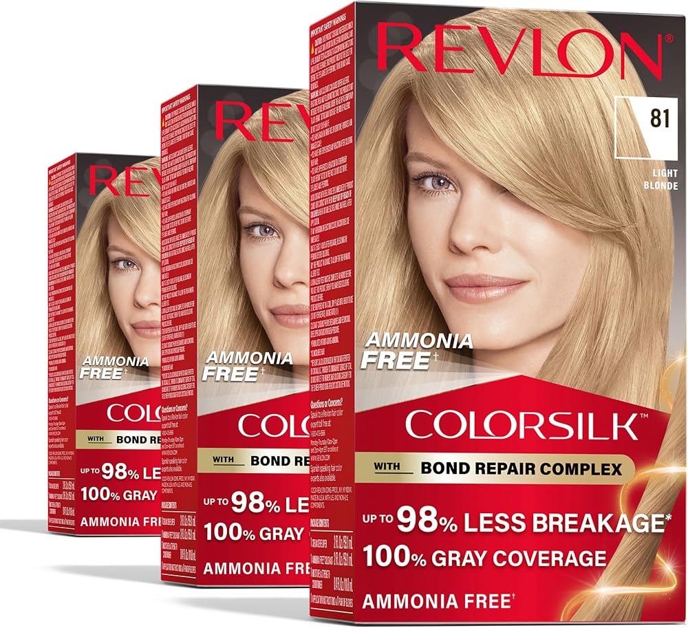Revlon ColorSilk with Bond Repair Hair Color, 81 Light Blonde, 3pk - Personal Care