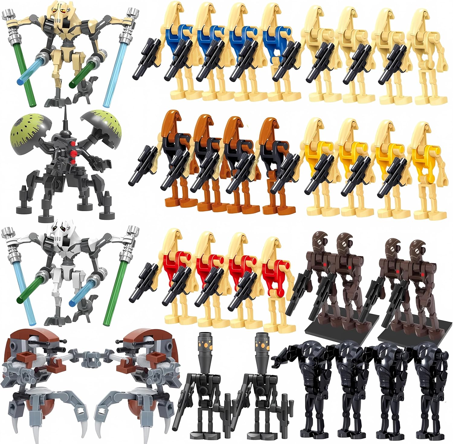 Toysvill Battle Robots Building Block Set, 35 PCS Military Droid Minifigures with Weapons, Construction Toy