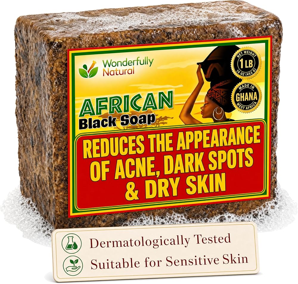 #1 #1 Organic African Black Soap for Acne & Dark Spots Black Owned 1lb bar - Personal Care