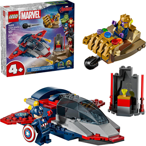 LEGO Marvel Captain America vs. Thanos Building Toy - Pretend Play Set for Boys & Girls, Ages 4+ - Kids Building Blocks W/ 2 Super Hero Toy Minifigures - Gift Idea for Birthdays - 76319