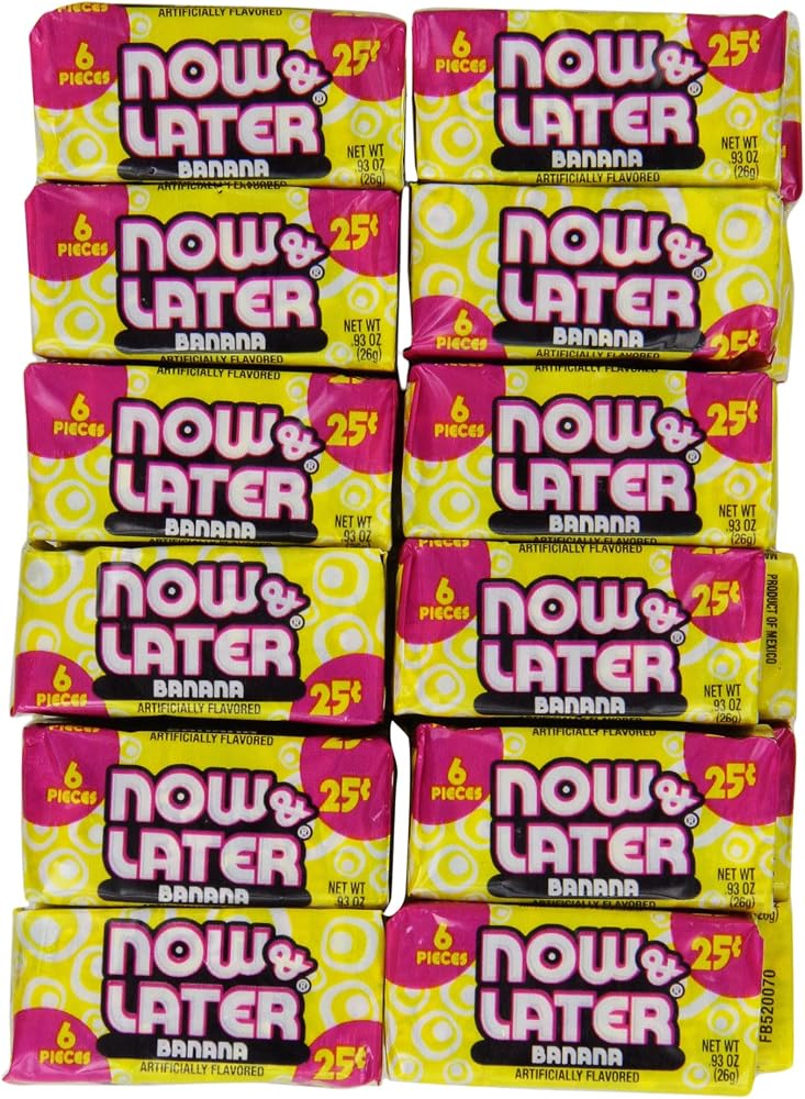 Now and Later Banana Flavored Candy Twenty Four 6-piece Bars (22.32Oz)