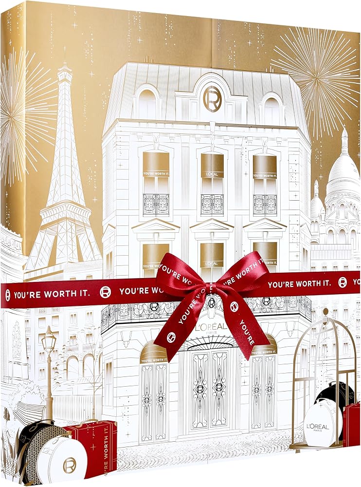 L'Oreal Paris 24 Day Beauty Advent Calendar 2025, Holiday Gift Set Includes Deluxe-Sized and Miniature Makeup, Skincare and Haircare Products - Personal Care