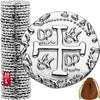 Large Metal Pirate Coins - 35 Silver Treasure Coin Set, Metal Replica Spanish Doubloons for Halloween Pirate Party Decorations & Favors, Tokens, Toys, Cosplay - Pirate Treasure Chest - Size 1.06"