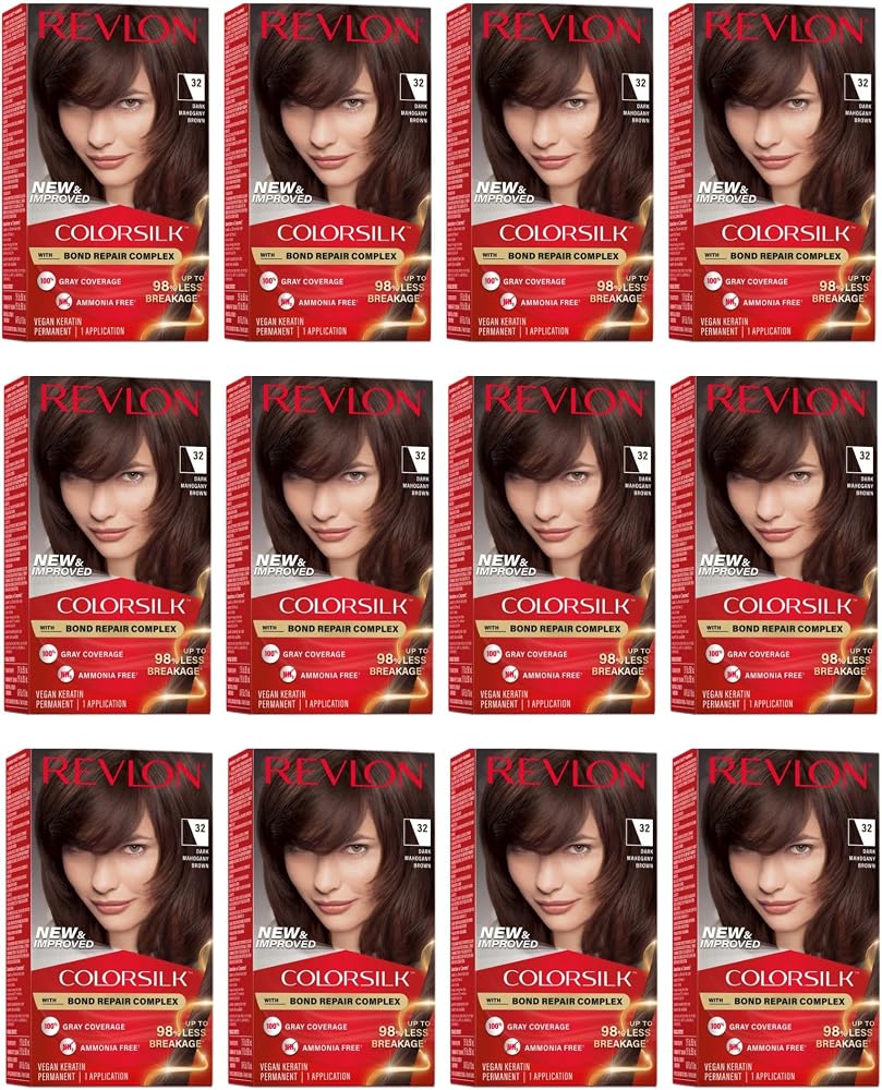 Revlon ColorSilk Hair Color, [32] Dark Mahogany Brown 1 ea (Pack of 12)