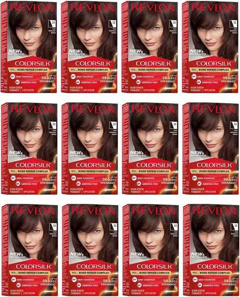 Revlon ColorSilk Hair Color, [32] Dark Mahogany Brown 1 ea (Pack of 12)
