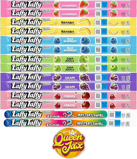 Laffy Taffy Ropes Variety Pack - 14 pack (2 of Each Flavor) – All 7 Flavor Individually Wrapped Candy Assortment – Banana Laffy Taffy, Blue Raspberry Laffy Taffy, Cherry Laffy Taffy, Grape Laffy