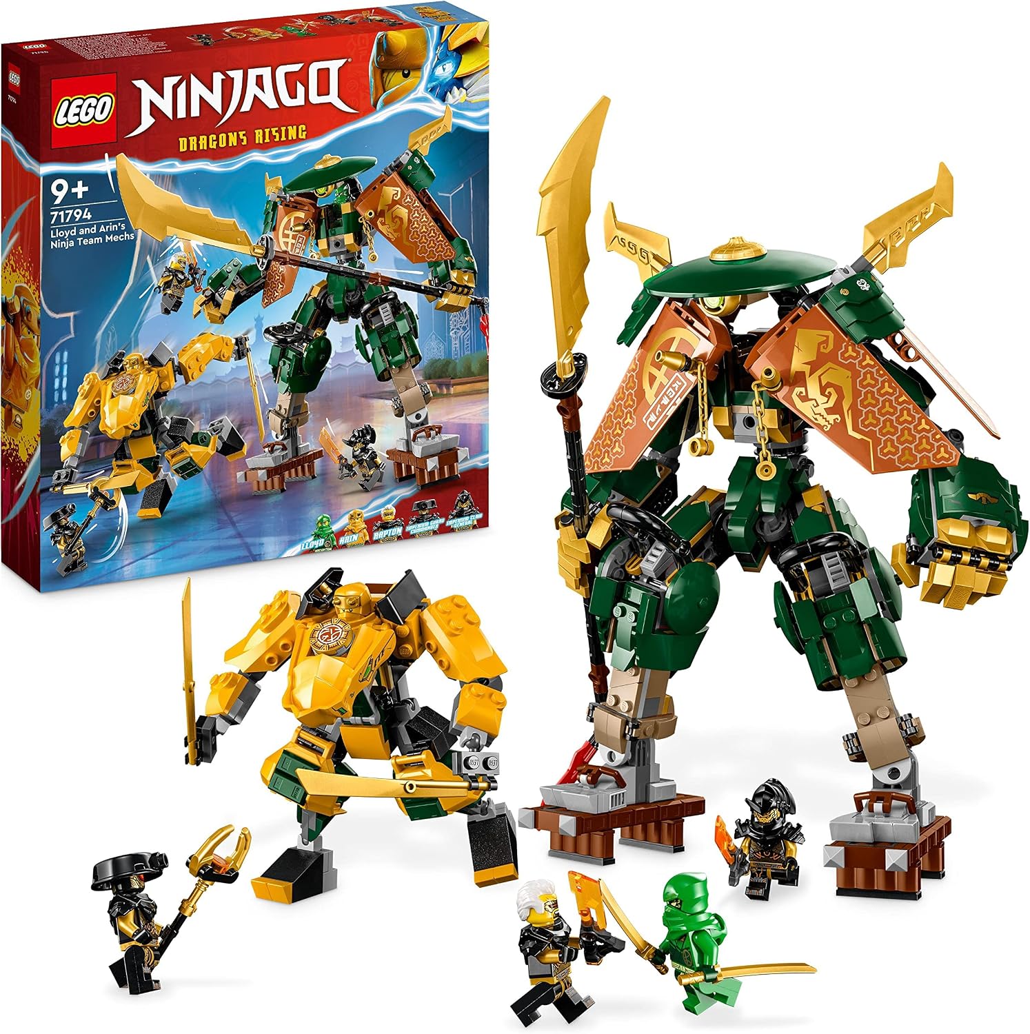 LEGO NINJAGO Lloyd and Arin’s Ninja Team Mechs Building Toy Set, Featuring 2 Battle Mechs and 5 Minifigures, Gift for Imaginative Boys and Girls Ages 9+ Who Love Ninja Adventures, 71794
