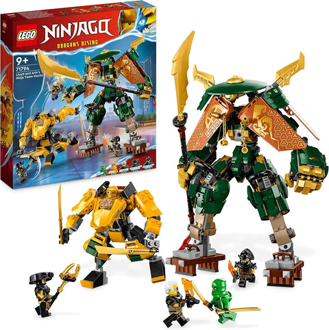 LEGO NINJAGO Lloyd and Arin’s Ninja Team Mechs Building Toy Set, Featuring 2 Battle Mechs and 5 Minifigures, Gift for Imaginative Boys and Girls Ages 9+ Who Love Ninja Adventures, 71794