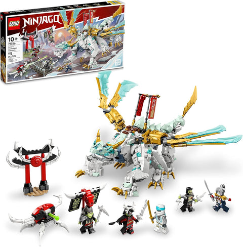LEGO NINJAGO Zane’s Ice Dragon Creature 71786, 2in1 Dragon Toy to Action Figure Warrior, Model Building Kit, Construction Set for Kids with 5 Minifigures
