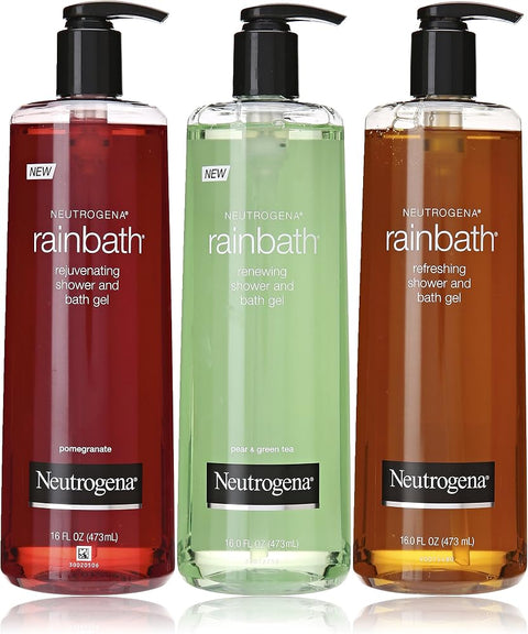 Neutrogena Rainbath Multi-pack of 3, 1 Original Formula, 1 Pomegranate and 1 Pear & Green Tea, 16 fl oz bottles - Personal Care