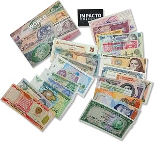 Impacto Coleccionables Foreign Currency Collection - 25 Different World Currency Banknotes - Collectible Currency Foreign - Old World Currency Collection - Banknotes Collection (COA Included)