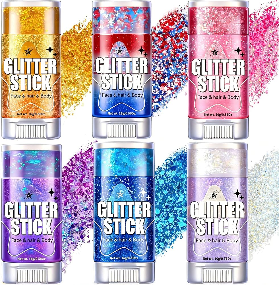 AROIC 14 Pcs Body Glitter - 7 Colors Mermaid Fairy Sparkle Makeup, Face & Hair Glitter Gel for Women Match with Mermaid Costume, Concerts Rave Accessories, Face Paint, Cosplay, Festival Birthday Party
