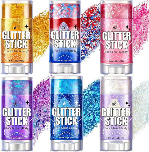 AROIC 14 Pcs Body Glitter - 7 Colors Mermaid Fairy Sparkle Makeup, Face & Hair Glitter Gel for Women Match with Mermaid Costume, Concerts Rave Accessories, Face Paint, Cosplay, Festival Birthday Party