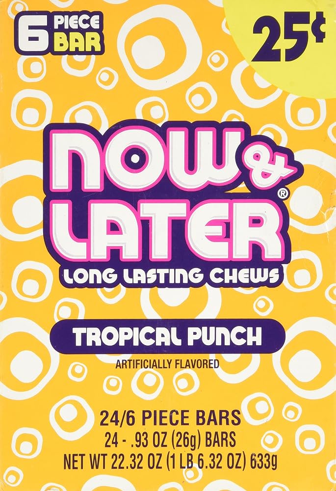 Now and Later Tropical Punch Flavored Candy Twenty Four 6-piece Bars, 22.32 OZ. - Image 1