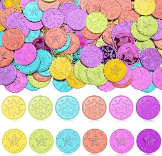 Tondiamo 240 Pcs Reward Behavior Tokens for Kids Bulk Bright Idea Star Coins Colorful Plastic Tokens Double Sided Incentive Encouragement Coins for Classroom School Student Prize Party Supplies