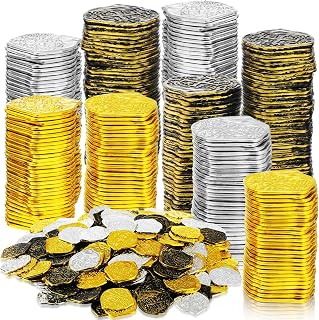Hanaive 100 Pcs Plastic Pirate Coins for Treasure Chest Party Favors