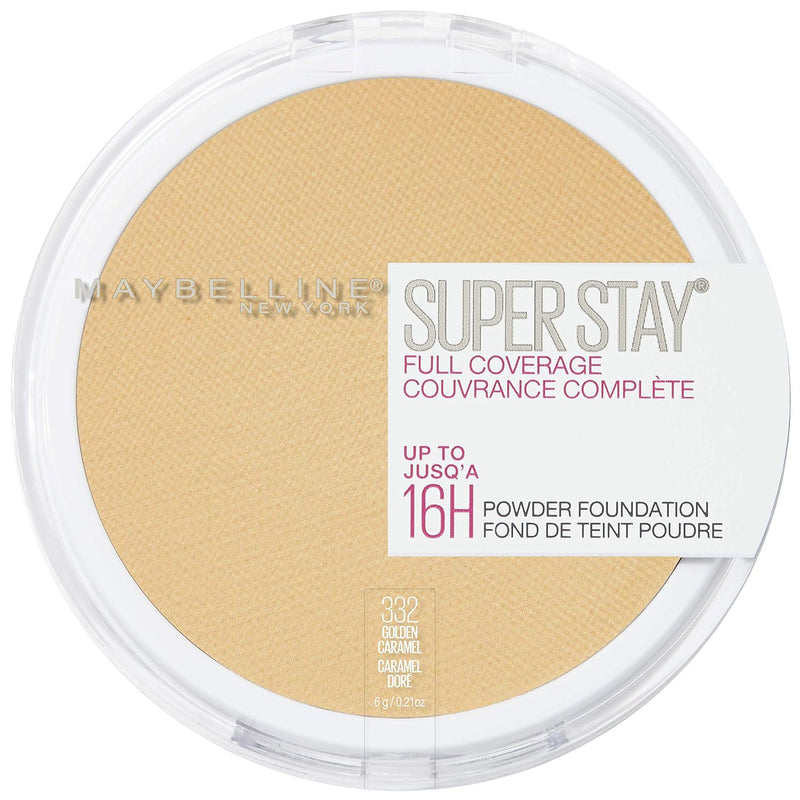 Maybelline Super Stay Full Coverage Powder Foundation Makeup, Up - 332 GOLDEN CARAMEL (1 Count)