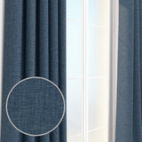 Indigo2ashNY 96" Room Darkening Curtains - Blue Sapphire/Light Blue - Louvre Burlap Linen  - Image 3