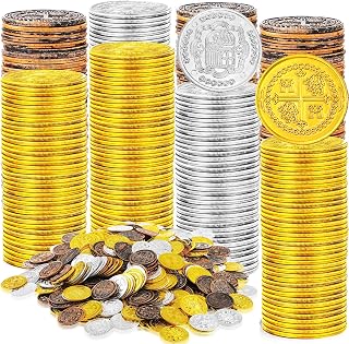 Hanaive 100 Pcs Plastic Pirate Coins for Treasure Chest Party Favors