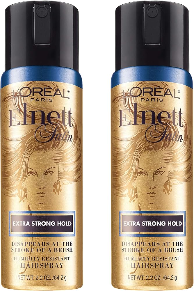 L'Oreal Paris Hair Care Elnett Extra Strong Hold Travel Size Hairspray, Long Lasting Plus Humidity Resistant, Hair Spray, 2.2 Ounce (2 Count) - Personal Care