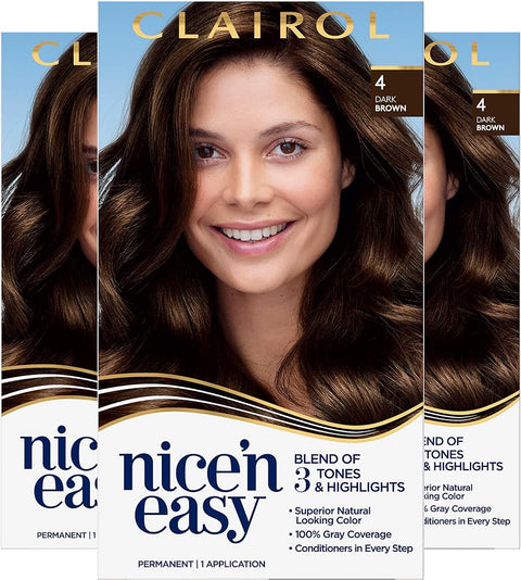Clairol Nice'n Easy Pure Brunettes Permanent Hair Dye, 3PB Deepest Espresso Brown Hair Color, - Personal Care