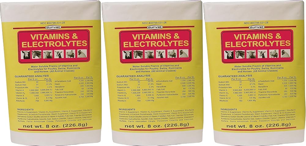 Durvet (3 Pack) 136028 Vitamins & Electrolytes, 8 oz