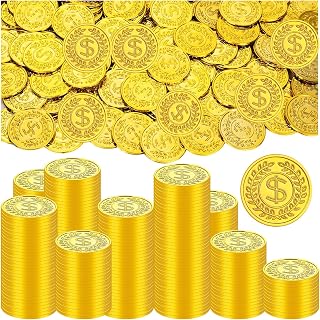 300 Pcs Plastic Gold Coins, 1.4 in Fake Play Money