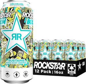 Rockstar Energy Drink, Boom Pina Colada 16 Fl Oz Cans (Pack of 12)