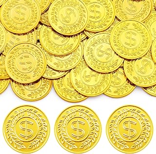 210PCS Gold Coins,Plastic Fake Coin for Rewards,Pirate Treasure Gold Coins