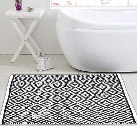 Ramanta Home Cotton Handwoven Reversible Rug 21x34 Inch, Light Grey