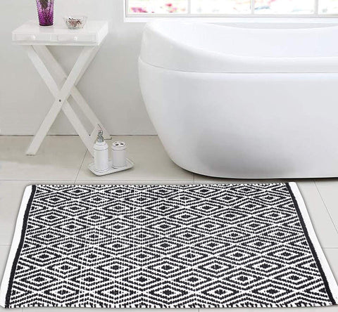 Ramanta Home Cotton Handwoven Reversible Rug 21x34 Inch, Light Grey - Personal Care