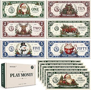 Christmas Play Money for Kids, 700 Pieces Holiday Pretend Money Set