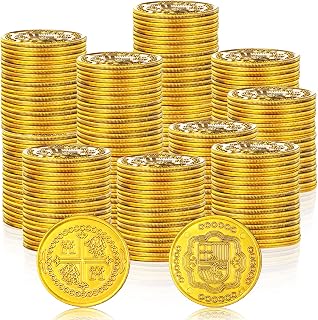 Hanaive 500 Pcs Plastic Pirate Coins Bulk Fake Pirate Toy Coins, Gold