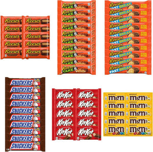 Big TOP DEALS USA 60 Piece Candy Variety Pack with 10 Reese's Cups, 10 Take 5 Bars, 10 Fast Break King Size Bars, 10 Snickers, 10 Kit Kat and 10 M&M's Peanut - Individually Wrapped Gift Bundle