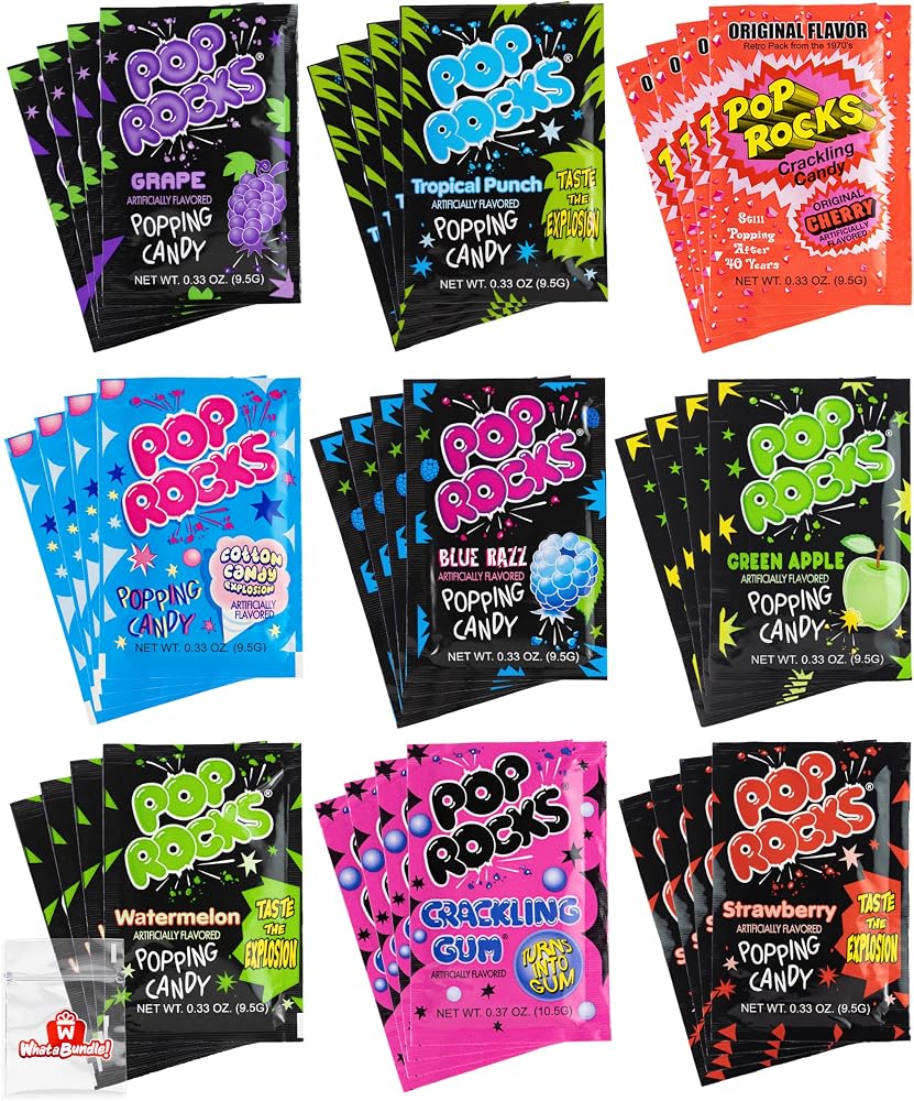 Pop Rocks Candy Variety Pack Popping Candy - Pop Rocks Bulk Candy, Nine Different Flavors Bulk Popping Candy (36 Count) - Personal Care