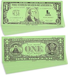 LEARNING ADVANTAGE One Dollar Play Bills, Set of 100, Sized Like Real Cash