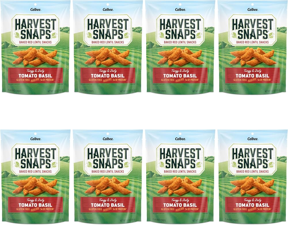 Harvest Snaps (Tomato Basil Snack Crisps, 8 Snack Packs), 3.0 ounces