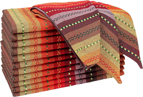 Ramanta Home Salsa Stripe Red Oversized Cloth Napkins 20x20 Inches