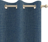 Indigo2ashNY 96" Room Darkening Curtains - Blue Sapphire/Light Blue - Louvre Burlap Linen  - Image 2