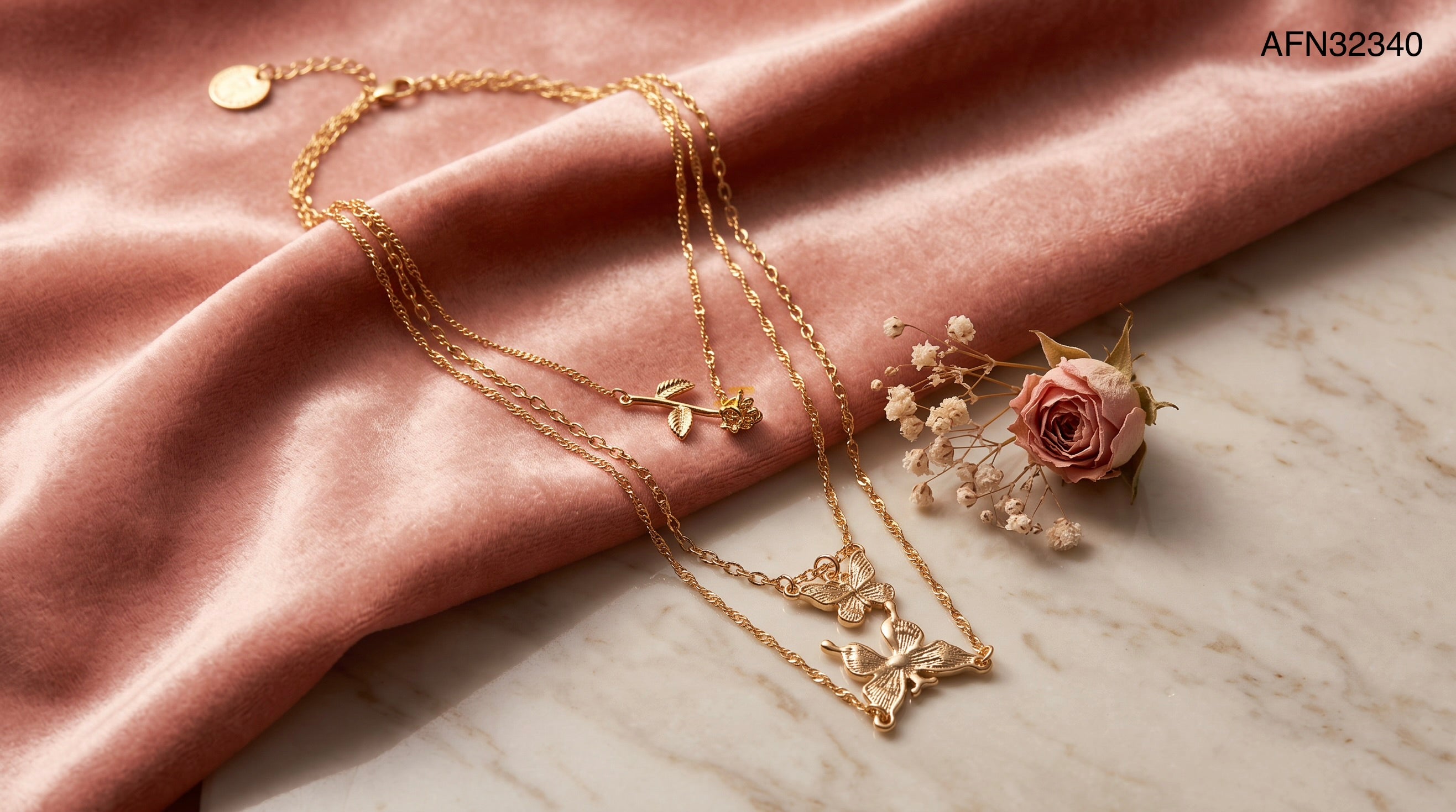 Secret Garden Triple Layer Necklace Set.