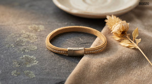 Gold Suede Crystal Bracelet
