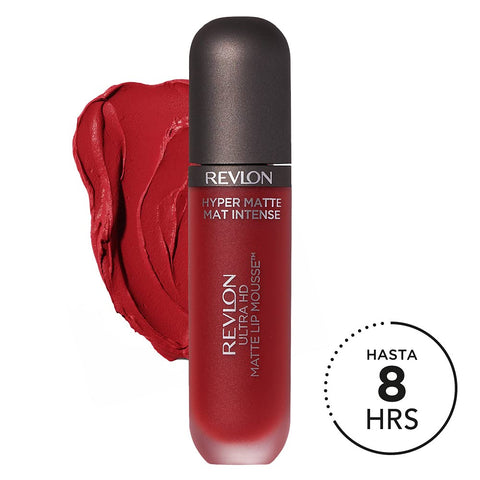 REVLON Liquid Lipstick, Face Makeup, Ultra HD Matte Lip Mousse, Longwear Rich Lip Colors in Red/Coral, 815 Red Hot, 0.02 Oz