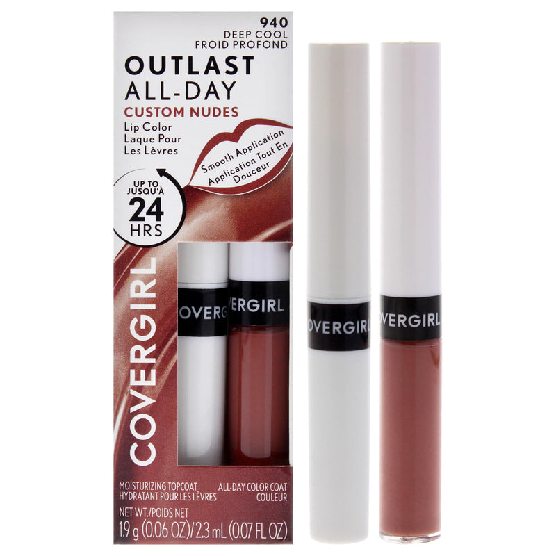 COVERGIRL Outlast All-Day Lip Color Custom Nudes, Deep Cool , 2 Piece Set