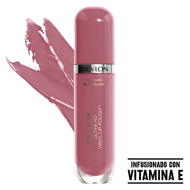 REVLON Ultra HD Vinyl Lip Polish, Liquid Lipstick, Birthday Suit, Mauve Nude Gloss