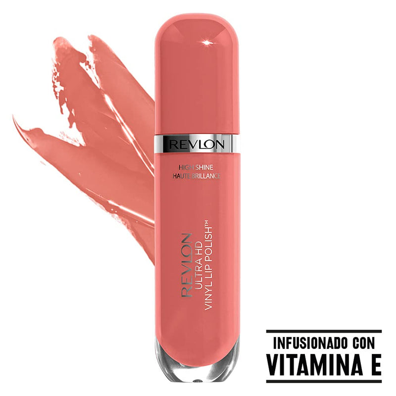 Revlon Ultra HD Vinyl Lip Polish, Liquid Lipstick, Act Natural, Beige Nude Gloss