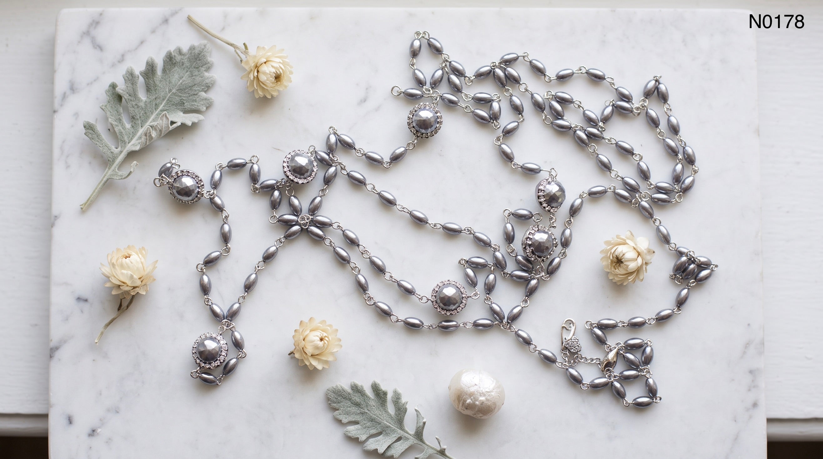 Moonlight Gray Pearl Opera Necklace